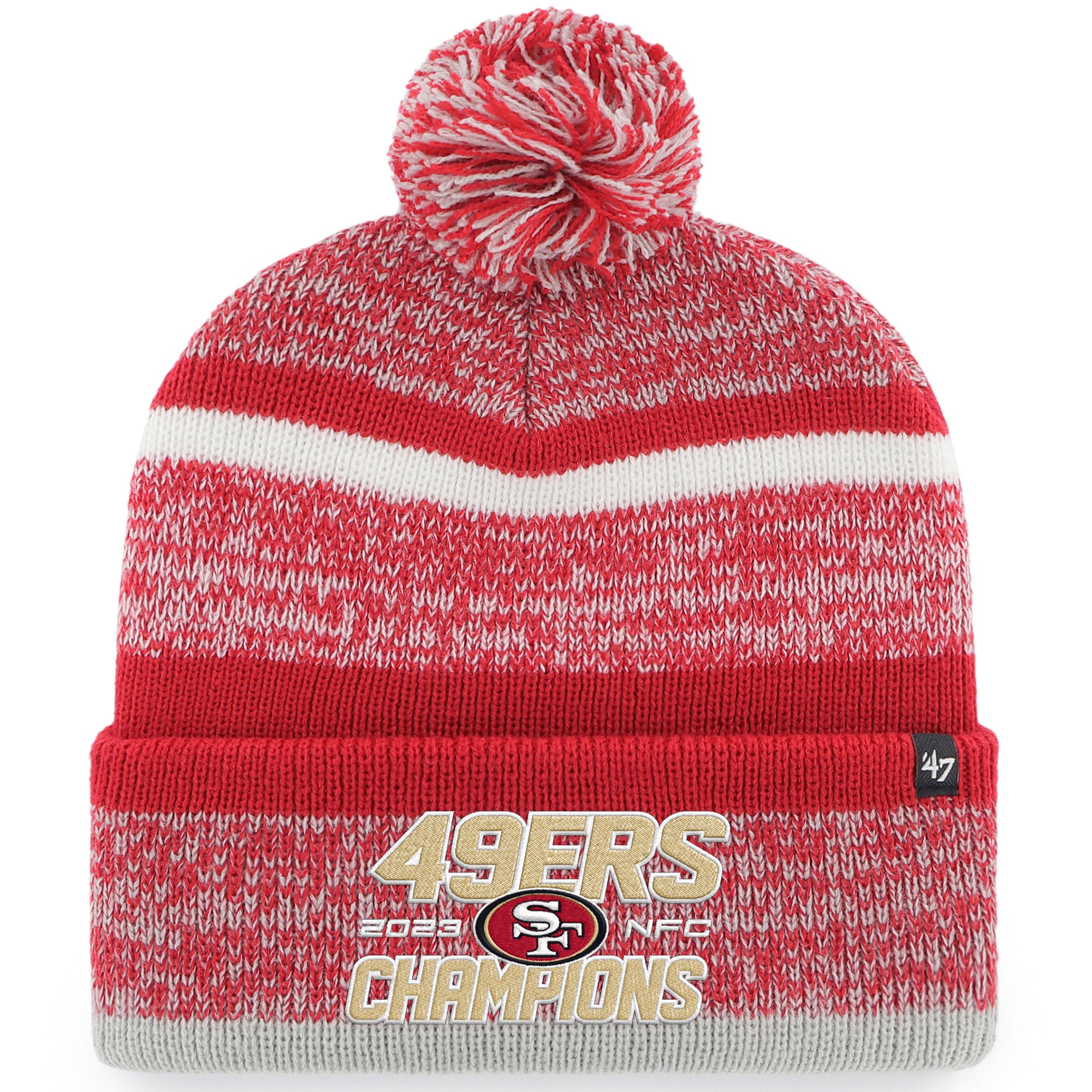 New Era San Fransisco 49ers NFC Championship Beanie W/pom SKWMNFWHPLCKNTPSF_p_2048x.jpg?  main image 2