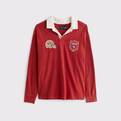  San Francisco 49ers Abercrombie & Fitch Heavyweight Knit Rugby Shirt - Red