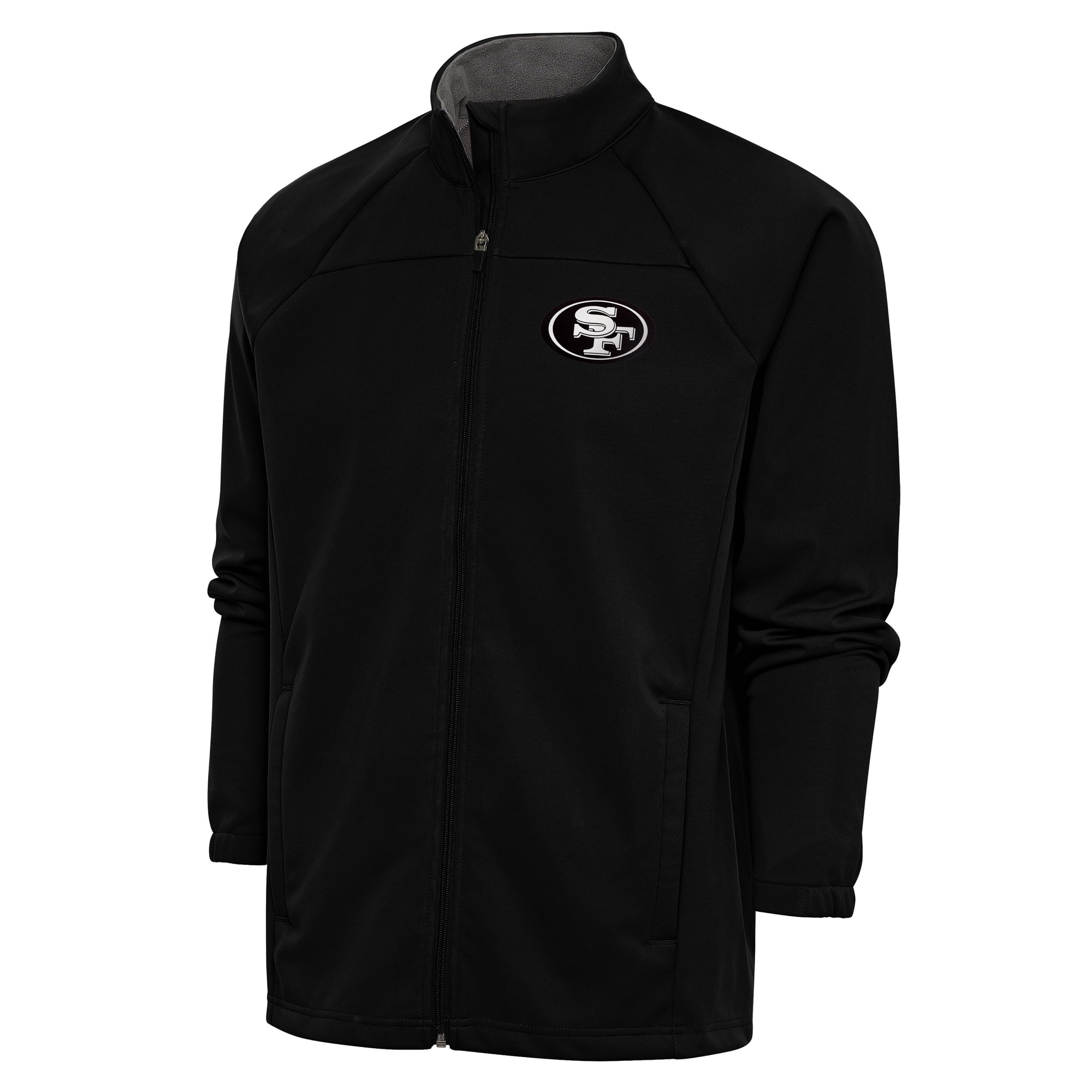Men's Antigua Black San Francisco 49ers Metallic Logo Links Full