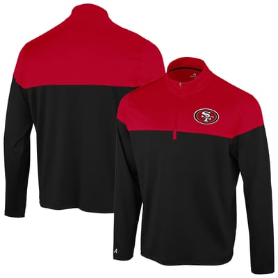San Francisco 49ers Antigua Hinder Quarter-Zip Pullover - Black/Scarlet