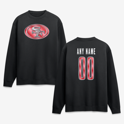 San Francisco 49ers  Metallic Mascot Personalized Name & Number Sweatshirt - Black