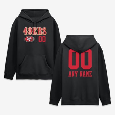 San Francisco 49ers  Touchdown Wordmark Personalized Name & Number Hoodie - Black