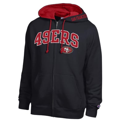  San Francisco 49ers Champion Full-Zip Hoodie -  Black/Scarlet
