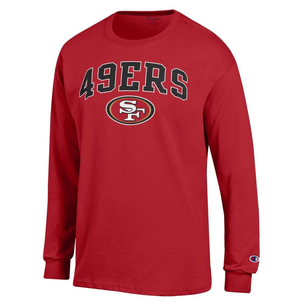Men's Champion Scarlet San Francisco 49ers Arch Over Logo Long Sleeve T ...