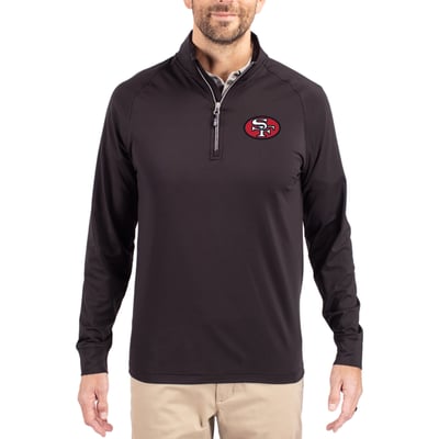 San Francisco 49ers Cutter & Buck Adapt Eco Knit Stretch Recycled Quarter-Zip Throwback Pullover Top - Black