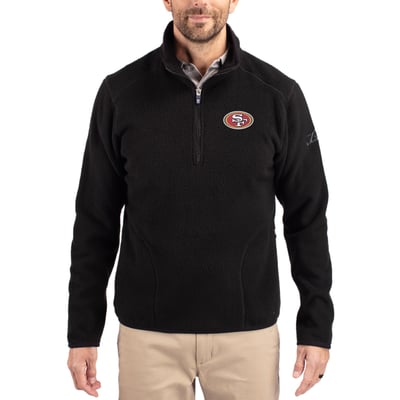 San Francisco 49ers Cutter & Buck Cascade Eco Sherpa Fleece Quarter-Zip Pullover Jacket - Black