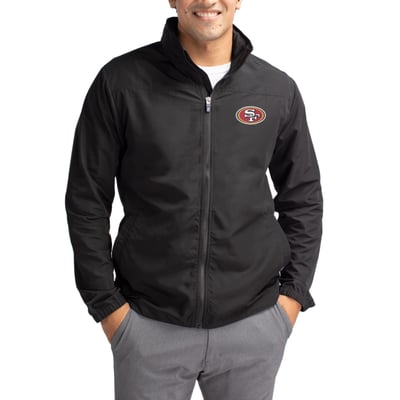 San Francisco 49ers Cutter & Buck  Charter Eco Recycled Full-Zip Jacket - Black
