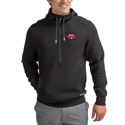 San Francisco 49ers Cutter & Buck Throwback Roam Eco Half-Zip Recycled Pullover Hoodie - Black