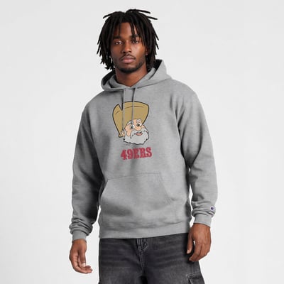  San Francisco 49ers Disney x Champion Powerblend Full Front Sweatshirt - Heather Gray