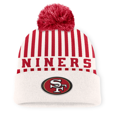 San Francisco 49ers Fanatics Streak Cuffed Knit Hat with Pom - Cream/Scarlet
