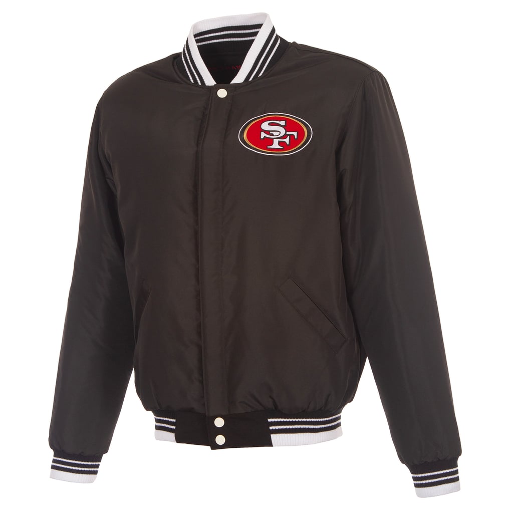 JH Design San Francisco 49ers Black Reversible Fleece Full Snap Jacket