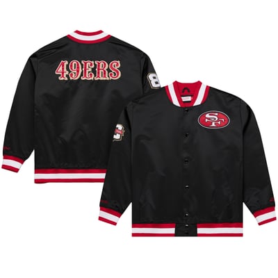 San Francisco 49ers Mitchell & Ness 80th Anniversary Heavyweight Satin Full-Snap Jacket - Black