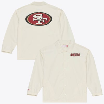  San Francisco 49ers Mitchell & Ness Retro Roots Full-Snap Coaches Jacket - Cream