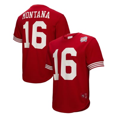 Joe Montana San Francisco 49ers Mitchell & Ness Retired Player Name & Number Mesh Top - Scarlet