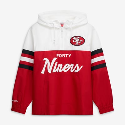 San Francisco 49ers Mitchell & Ness Head Coach Anorak Quarter-Zip Windbreaker Jacket - Scarlet