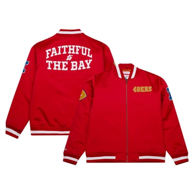 San Francisco 49ers Mitchell & Ness Heavyweight Full-Zip Satin Jacket - Scarlet