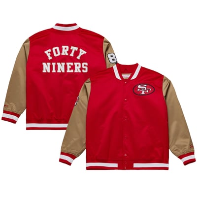 San Francisco 49ers Mitchell & Ness 80th Anniversary Heavyweight Satin Full-Snap Jacket - Scarlet/Gold