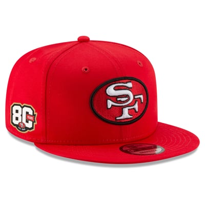  San Francisco 49ers New Era 80th Anniversary 9FIFTY Side Patch Snapback Hat - Scarlet