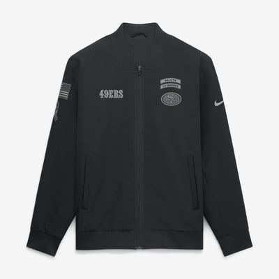  San Francisco 49ers Nike 2026 Salute to Service Sideline Full-Zip Bomber Jacket - Black