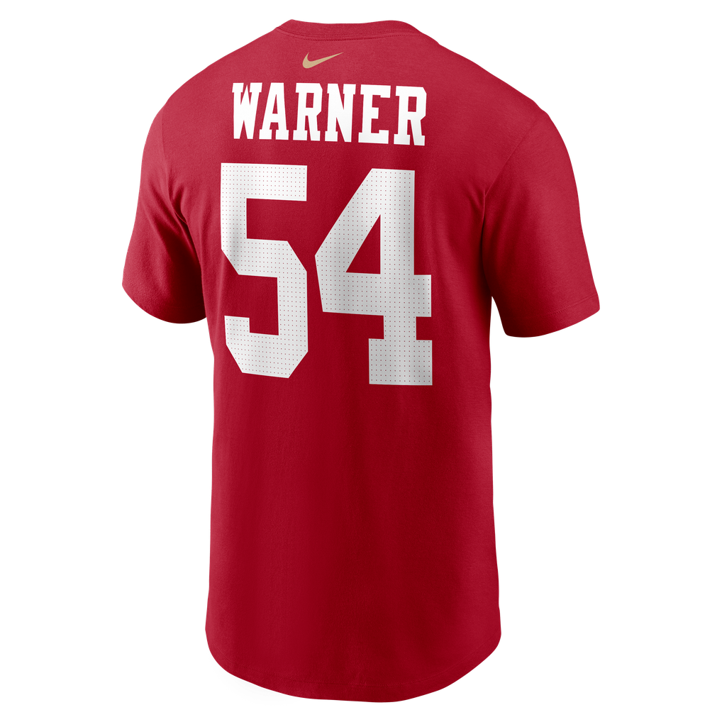 Represent Number 18 Men's San Francisco 49ers Fred Warner Nike Scarlet Name & Number T-Shirt