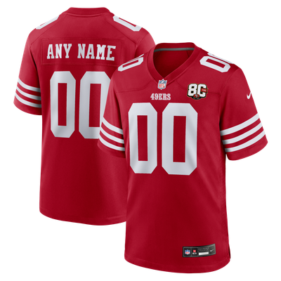 San Francisco 49ers Nike 80th Anniversary Custom Game Jersey - Scarlet