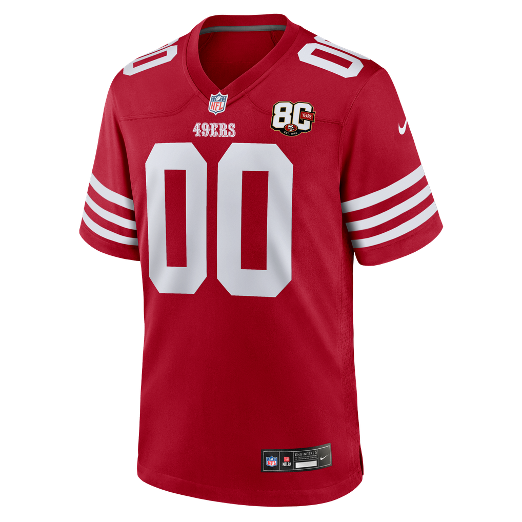Men's San Francisco 49ers Nike Scarlet 80th Anniversary Custom Game Jersey