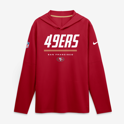 San Francisco 49ers Nike Sideline Game On Lightweight Long Sleeve Hooded Dri-FIT Top - Scarlet