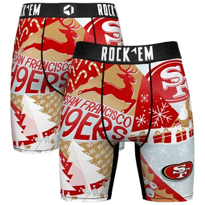 San Francisco 49ers Rock Em Socks Holiday Tacky Remix Boxer Briefs - Scarlet