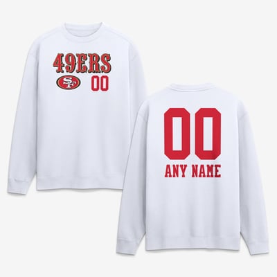 San Francisco 49ers  Touchdown Wordmark Personalized Name & Number Sweatshirt - White