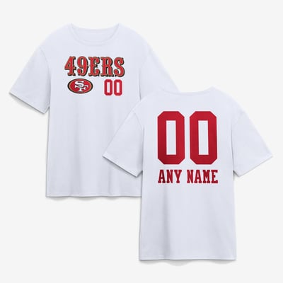 San Francisco 49ers  Touchdown Wordmark Personalized Name & Number T-Shirt - White