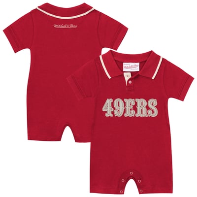 San Francisco 49ers Mitchell & Ness Newborn & Infant Retro Roots Rugby Romper - Scarlet