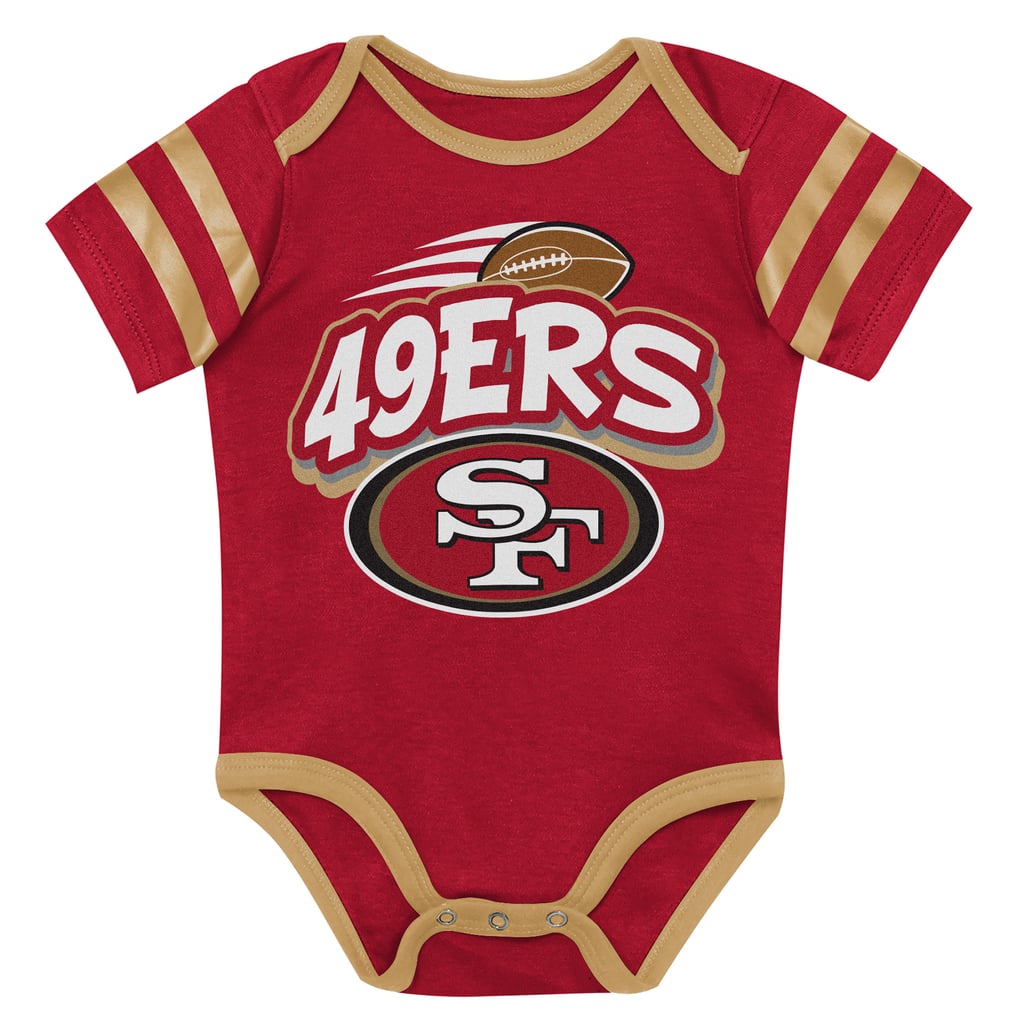 San Francisco 49ers Outerstuff Newborn Pint Prodigy Bodysuit, Bib & Cuffed Knit Hat Set - Scarlet
