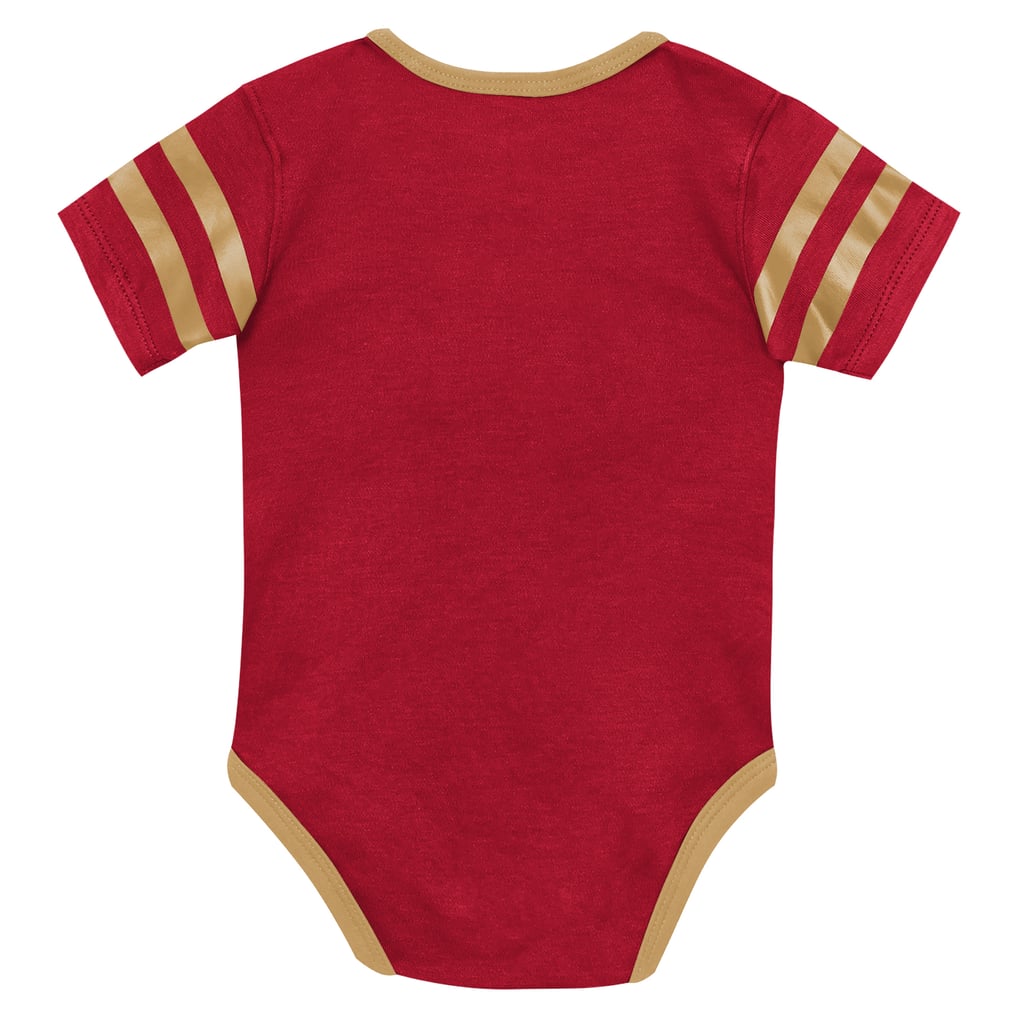 San Francisco 49ers Outerstuff Newborn Pint Prodigy Bodysuit, Bib & Cuffed Knit Hat Set - Scarlet

