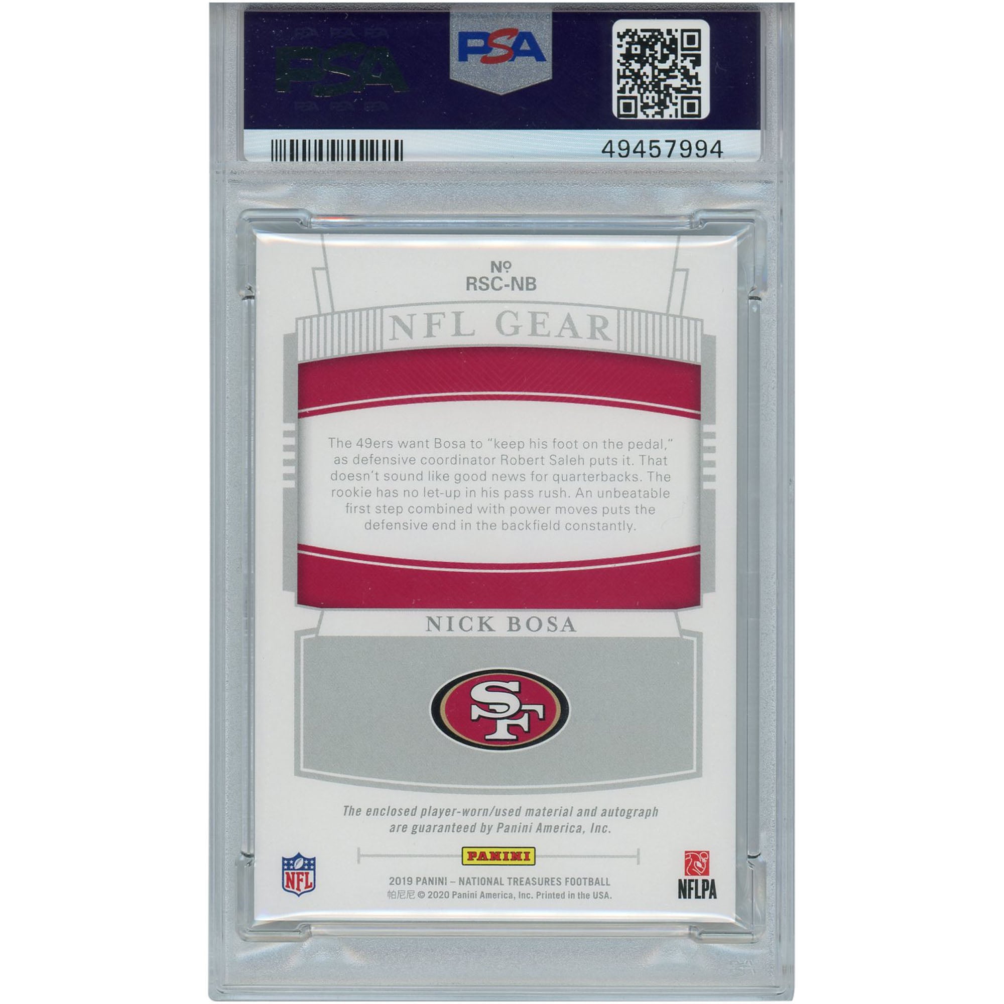 Nick Bosa San Francisco 49ers Autographed 2019 Panini National