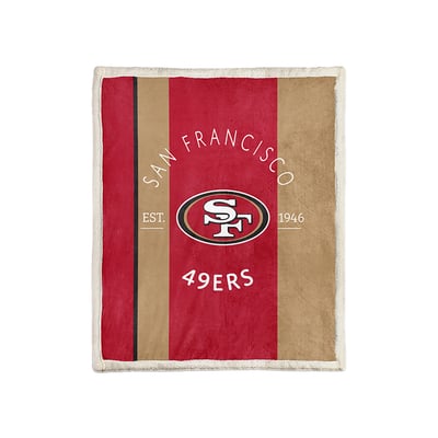 San Francisco 49ers Pegasus Block Stripe 50" x 60" Ultra Cozy Sherpa Blanket