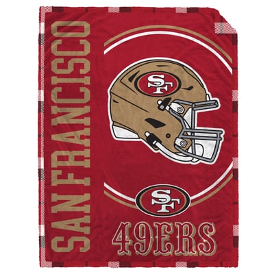 San Francisco 49ers Pegasus Sideline Circle Plaid 60" x 80" Ultra Cozy Sherpa Blanket
