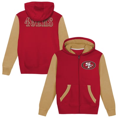  San Francisco 49ers Outerstuff  Preschool Stadium Colorblock Full-Zip Hoodie - Scarlet/Gold
