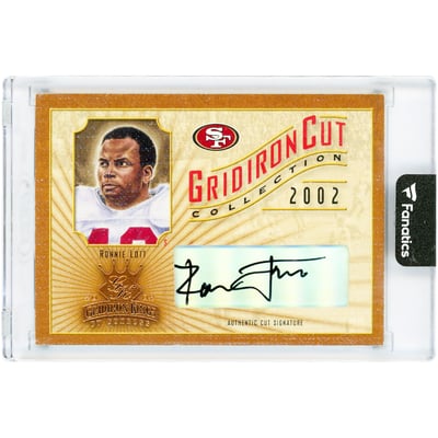 Ronnie Lott San Francisco 49ers Autographed 2002 Donruss Gridiron Kings Gridiron Cut Collection #GC-11 #65/82 Card