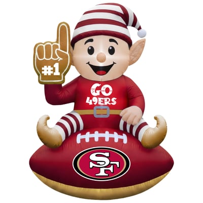 San Francisco 49ers 4' Elf on a Football Outdoor Yard Inflatable