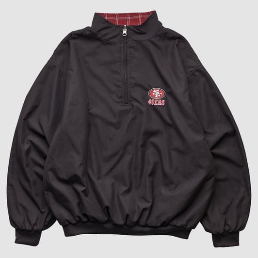 San Francisco 49ers Antigua 2000s 1/2 Zip Jacket - Black - L by Fanatics Real Vintage