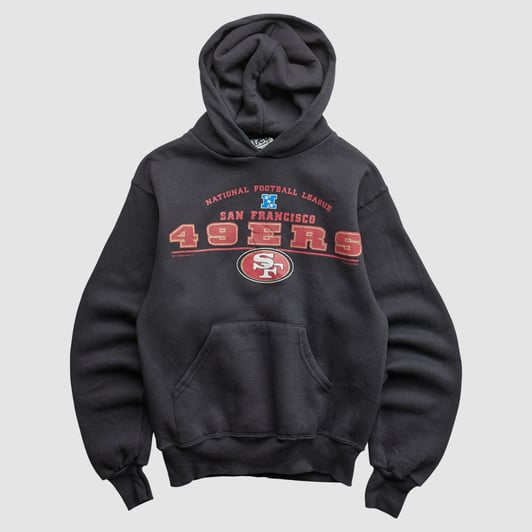 San Francisco 49ers Lee Apparel 2000s Hooded Pullover Sweatshirt - Black - Yth M by Fanatics Real Vintage