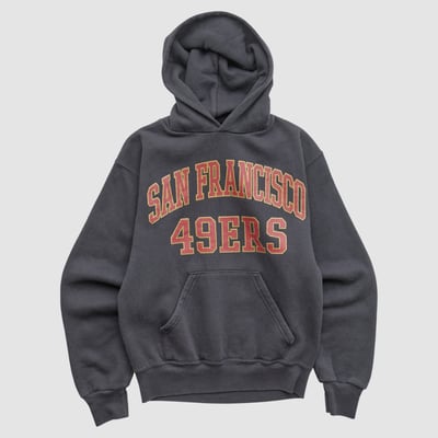 San Francisco 49ers Lee Apparel 2000s Hooded Pullover Sweatshirt - Charcoal - Yth S by Fanatics Real Vintage