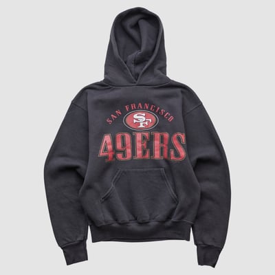 San Francisco 49ers Lee Apparel 90s Hooded Pullover Sweatshirt - Black - XXS by Fanatics Real Vintage