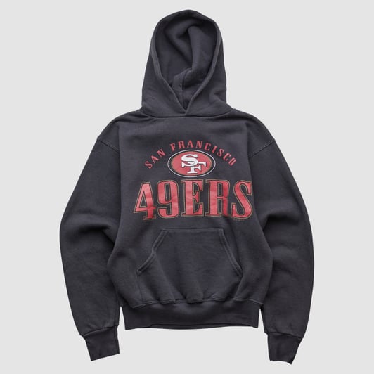 San Francisco 49ers Lee Apparel 90s Hooded Pullover Sweatshirt - Black - XXS by Fanatics Real Vintage