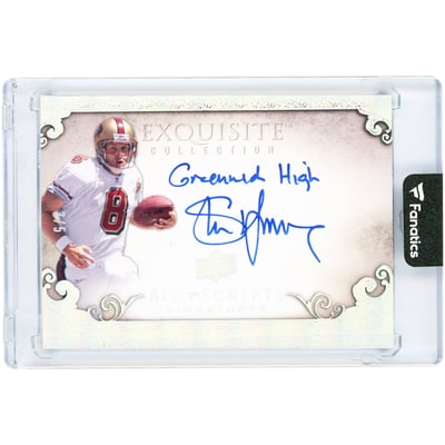 Steve Young San Francisco 49ers Autographed 2009 Upper Deck Exquisite Collection Bio Scripts #BIO-SY #3/5 Card with "Greenwich High" Inscription