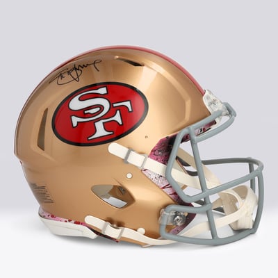 Steve Young San Francisco 49ers Autographed Fanatics Authentic Riddell 1964-1995 Throwback Speed Authentic Helmet - Art by Shawn Voelker - NF70444440