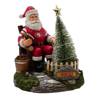 San Francisco 49ers The Memory Company Santa Figurine with LED Tree