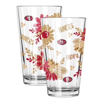 San Francisco 49ers The Memory Company Two-Piece 16oz. Flowers Pint Glass Set