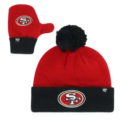 San Francisco 49ers '47 Toddler Bam Bam Knit Hat & Mittens Set - Scarlet