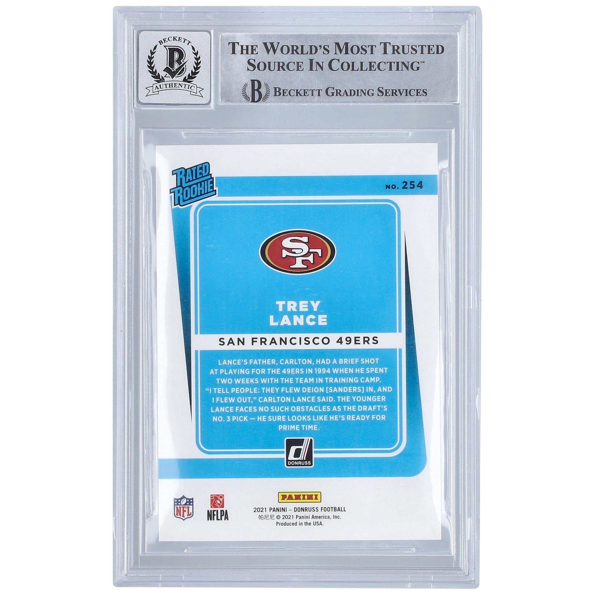 Autographed San Francisco 49ers Trey Lance 2021 Panini Donruss